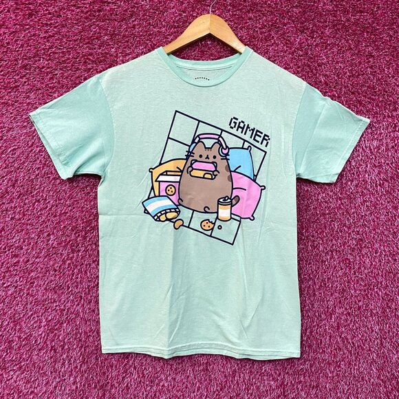 Pusheen Cat Gamer Cute Graphic Design T-Shirt Large - Picture 1 of 4